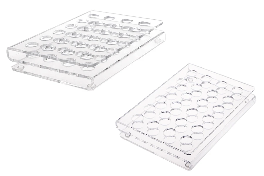 Stalak (postolje) od pleksiglasa 165x120x28mm - 24 otvora prečnika 15,5mm Stalak (postolje) od pleksiglasa 165x120x28mm - 24 otvora prečnika 15,5mm