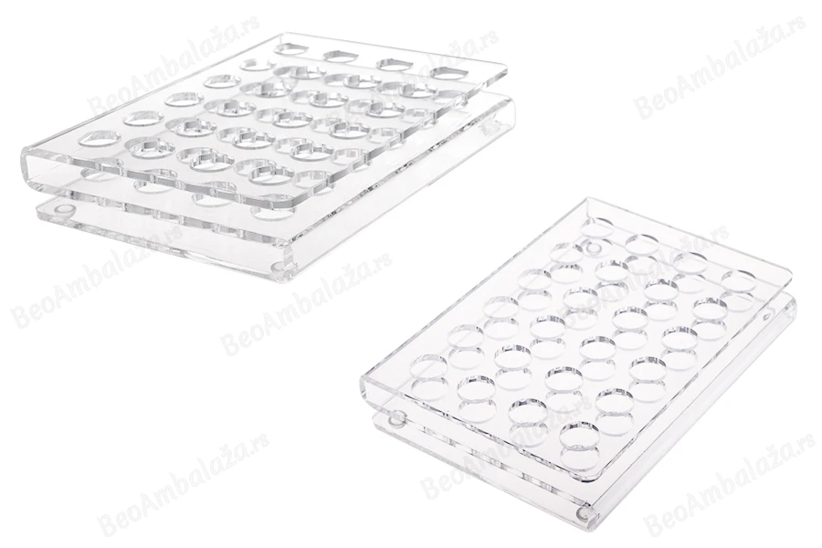 Stalak (postolje) od pleksiglasa 165x120x28mm - 24 otvora prečnika 15,5mm-slika_proizvoda