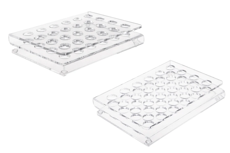 Stalak od pleksiglasa 165x120x28mm - 24 otvora prečnika 15mm Stalak od pleksiglasa 165x120x28mm - 24 otvora prečnika 15mm