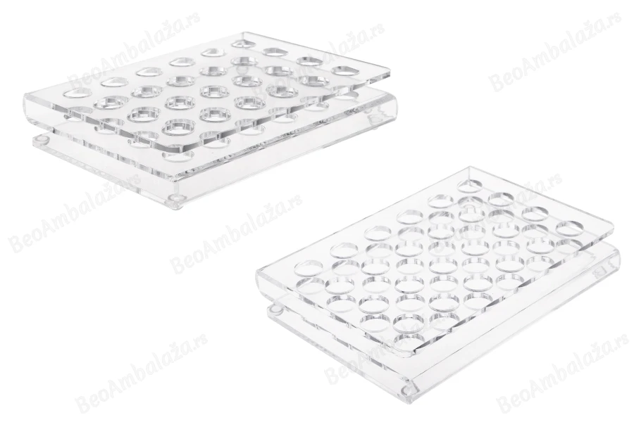 Stalak od pleksiglasa 165x120x28mm - 24 otvora prečnika 15mm-slika_proizvoda