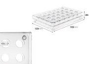 Stalak od pleksiglasa 165x120x28mm - 24 otvora prečnika 15mm Stalak od pleksiglasa 165x120x28mm - 24 otvora prečnika 15mm