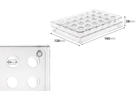 Stalak od pleksiglasa 165x120x28mm - 24 otvora prečnika 15mm-2