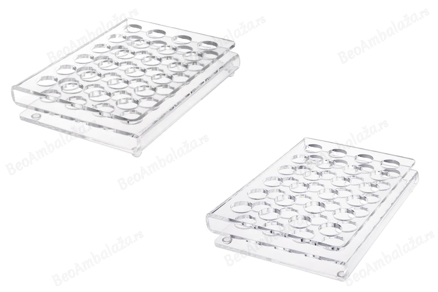 Stalak (postolje) od pleksiglasa 165x120x28mm - 24 otvora prečnika 17mm-slika_proizvoda
