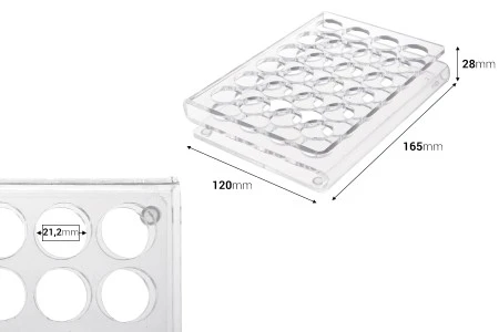Stalak (postolje) od pleksiglasa 165x120x28mm - 24 otvora prečnika 21mm-2