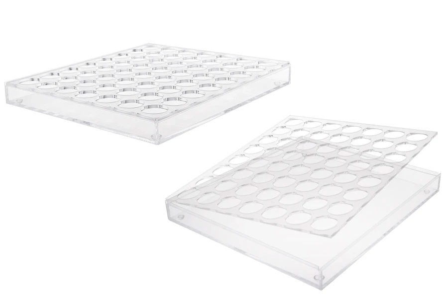 Stalak (postolje) od pleksiglasa 264x232x26mm - 56 otvora prečnika 27,5mm Stalak (postolje) od pleksiglasa 264x232x26mm - 56 otvora prečnika 27,5mm