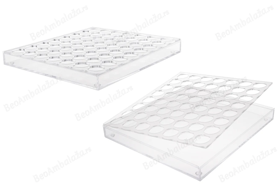 Stalak (postolje) od pleksiglasa 264x232x26mm - 56 otvora prečnika 27,5mm-slika_proizvoda