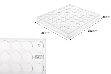 Stalak (postolje) od pleksiglasa 264x232x26mm - 56 otvora prečnika 27,5mm-2