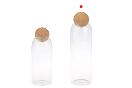 Staklena providna posuda 1400mL sa čepom od prirodne plute u obliku kugle-5