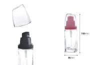 Staklena četvrtasta bočica 30mL za kreme sa plastičnom pumpicom i providnim zatvaračem Staklena četvrtasta bočica 30mL za kreme sa plastičnom pumpicom i providnim zatvaračem