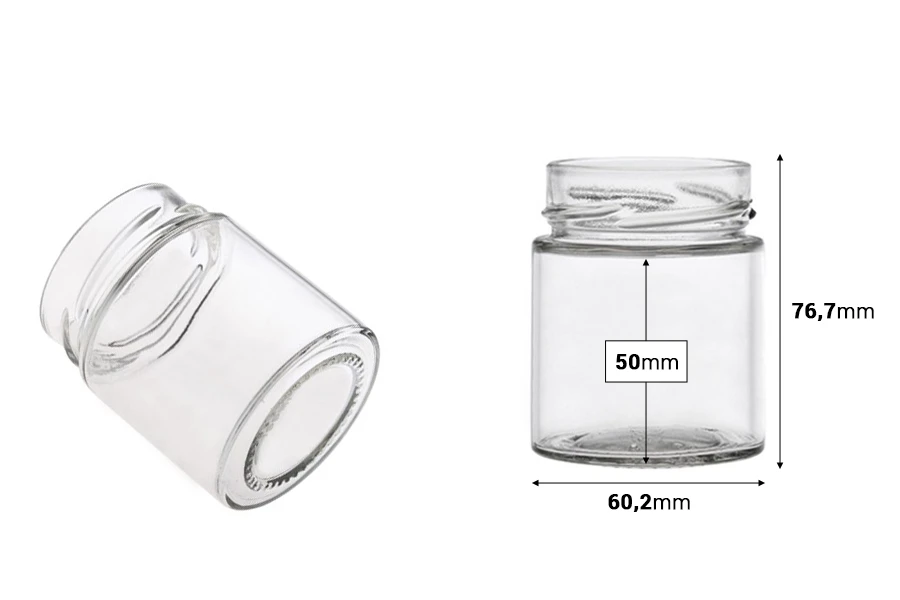 Staklena okrugla tegla 156mL Plus* (za T.O. 58 Deep zatvarač) - bez zatvarača-dimenzije_slike