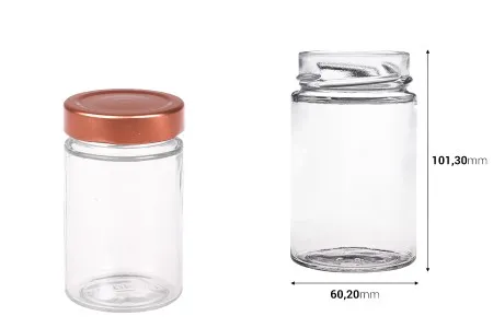 Staklena okrugla tegla 212mL Plus (za T.O. 58 Deep zatvarač) - bez zatvarača-2
