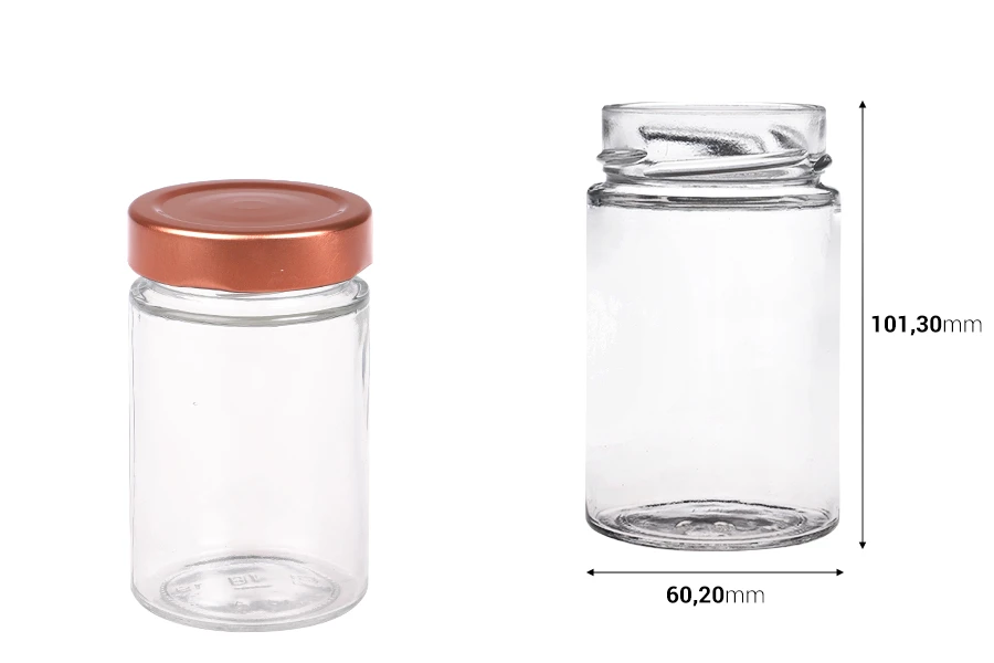 Staklena okrugla tegla 212mL Plus (za T.O. 58 Deep zatvarač) - bez zatvarača-dimenzije_slike