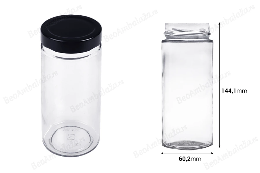 Staklena tegla 314mL Plus (za T.O. 58 Deep zatvarač) - bez zatvarača-dimenzije_slike
