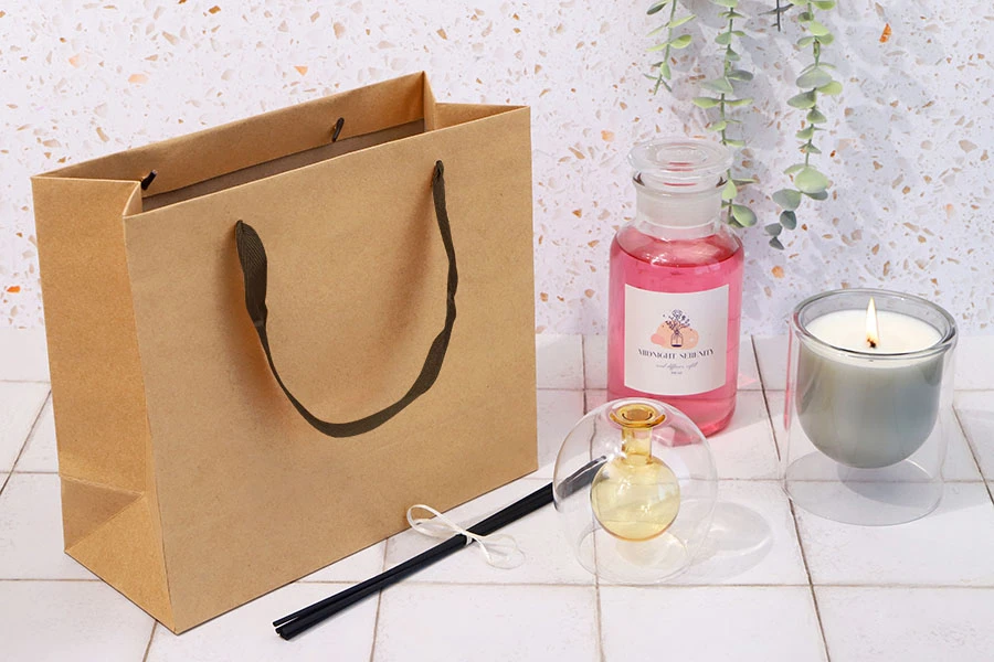 Papirna kraft ekološka kesa 260x110x230mm, sa braon trakom - 20 kom-grupa_slika