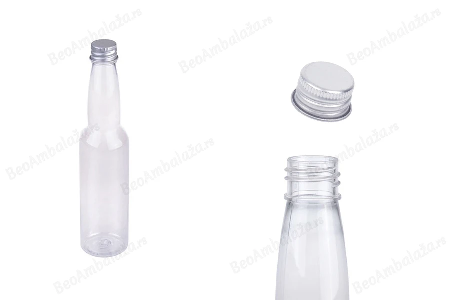 Plastična providna flašica 150mL sa aluminijumskim zatvaračem i zaptivkom - 12 kom-slika_proizvoda