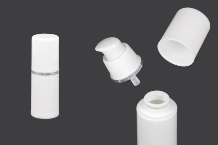 Airless plastična bela flašica 15mL za kreme sa srebrnom linijom-1