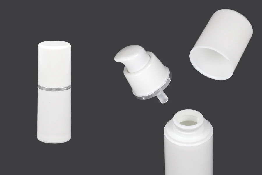 Airless plastična bela flašica 15mL za kreme sa srebrnom linijom Airless plastična bela flašica 15mL za kreme sa srebrnom linijom-slika_proizvoda