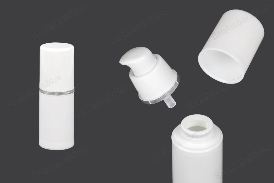Airless plastična bela flašica 15mL za kreme sa srebrnom linijom-slika_proizvoda