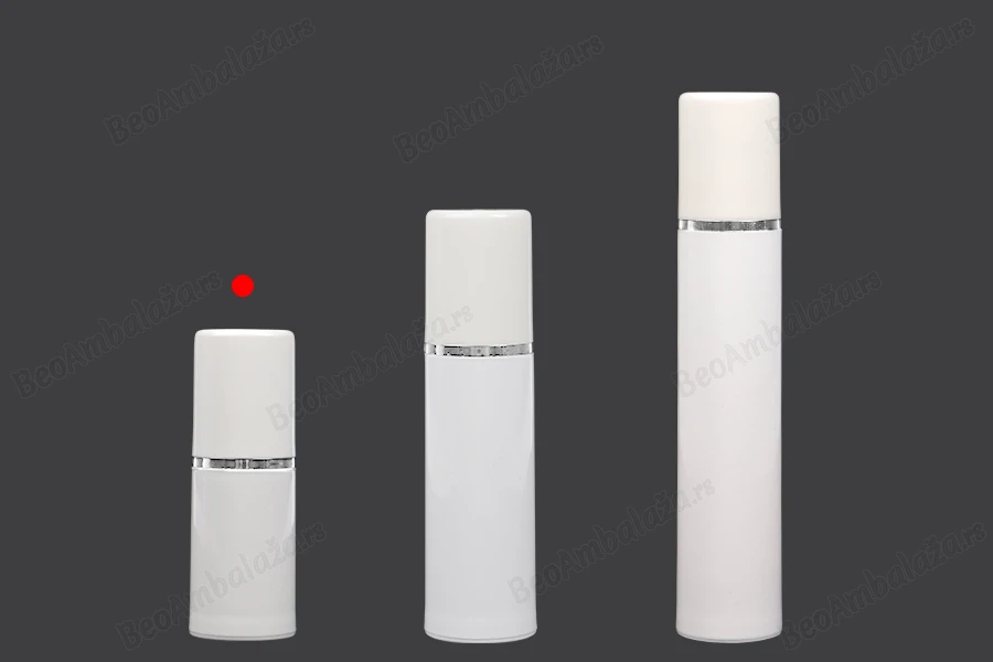 Airless plastična bela flašica 15mL za kreme sa srebrnom linijom-grupa_slika