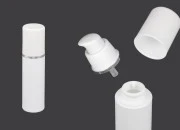 Airless bela plastična bočica 30mL za kreme sa srebrnom linijom i belim zatvaračem