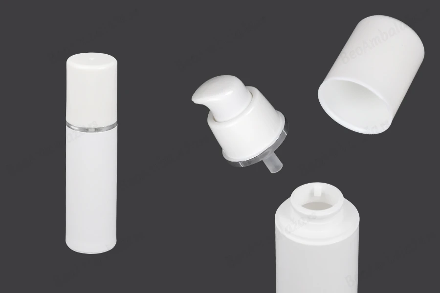 Airless bela plastična bočica 30mL za kreme sa srebrnom linijom i belim zatvaračem-slika_proizvoda