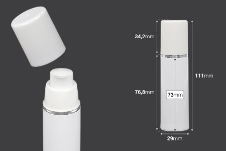 Airless bela plastična bočica 30mL za kreme sa srebrnom linijom i belim zatvaračem-2