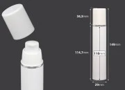 Airless bela plastična bočica 50mL za kreme sa srebrnom linijom i belim zatvaračem
