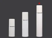 Airless bela plastična bočica 50mL za kreme sa srebrnom linijom i belim zatvaračem