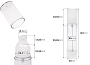 Airless plastična providna bočica 50mL za kreme-dimenzije_slike