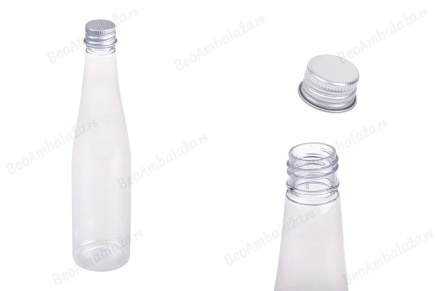 Plastična providna flašica 150mL sa aluminijumskim zatvaračem i zaptivkom - 12 kom-slika_proizvoda