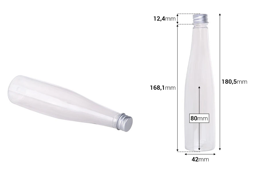 Plastična providna flašica 150mL sa aluminijumskim zatvaračem i zaptivkom - 12 kom