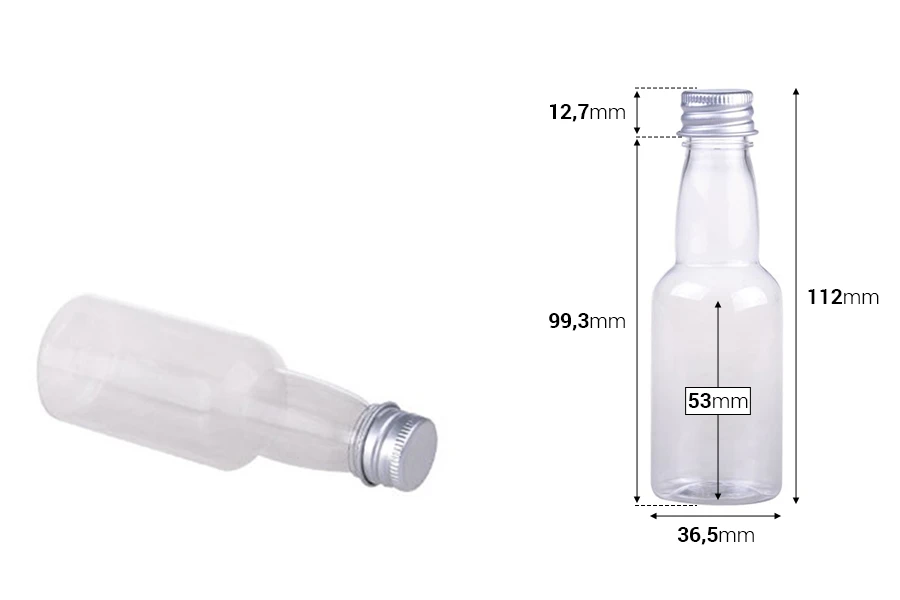 Plastična providna flašica 70mL sa aluminijumskim zatvaračem i zaptivkom - 12 kom Plastična providna flašica 70mL sa aluminijumskim zatvaračem i zaptivkom - 12 kom