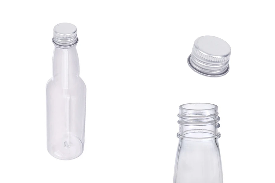Plastična providna flašica 100mL sa aluminijumskim zatvaračem i zaptivkom - 12 kom