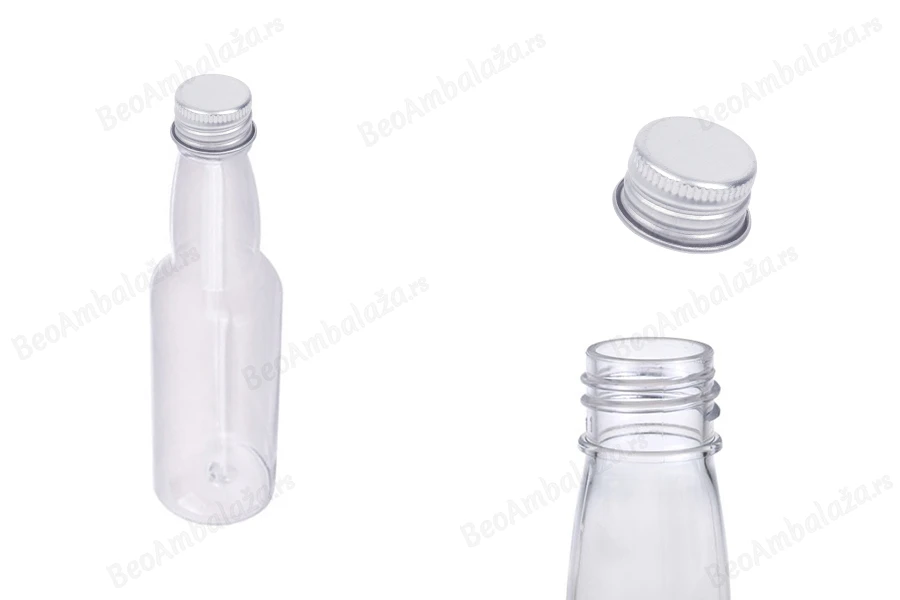 Plastična providna flašica 100mL sa aluminijumskim zatvaračem i zaptivkom - 12 kom-slika_proizvoda