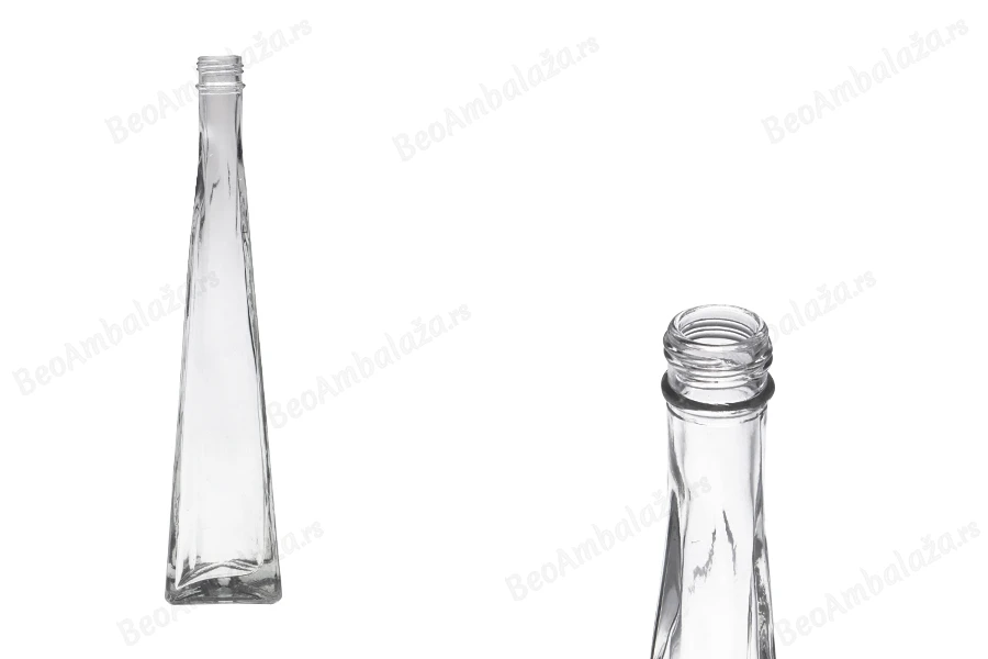 Staklena trouglasta dekorativna flaša 180mL-slika_proizvoda