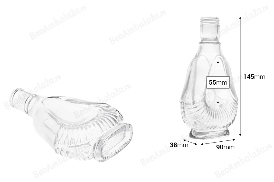 Staklena flaša 130mL-dimenzije_slike