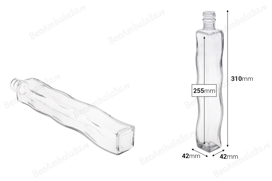 Dekorativna staklena flaša 280mL-dimenzije_slike