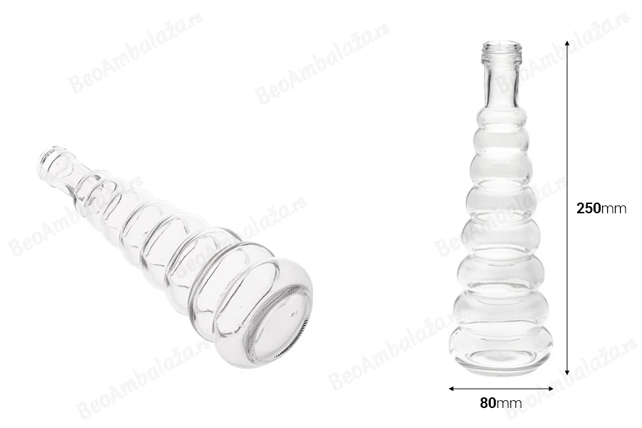 Staklena dekorativna flaša 380mL-dimenzije_slike