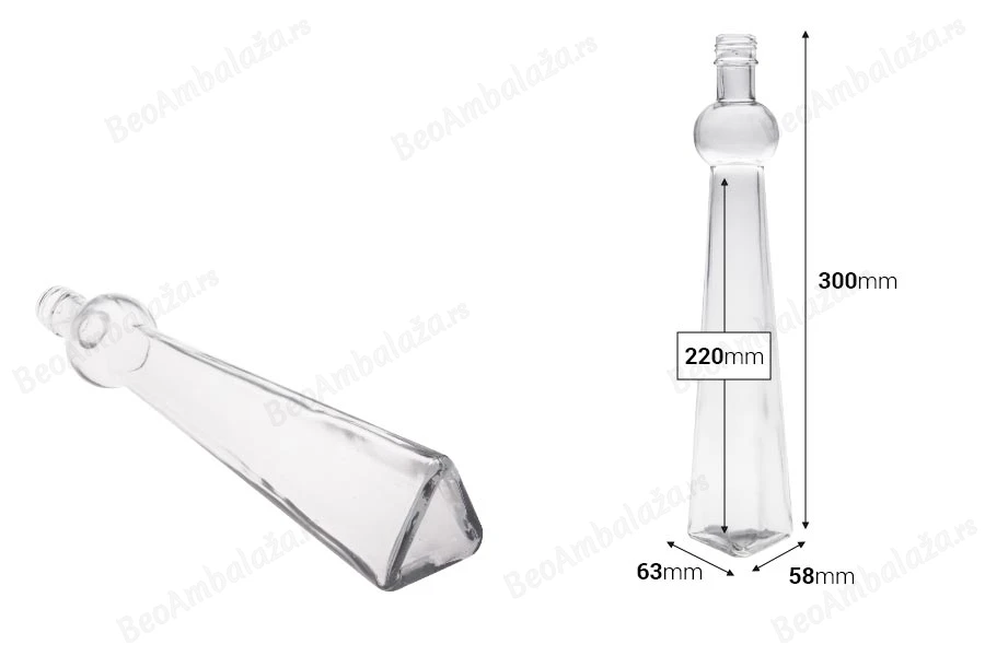 Dekorativna staklena flaša 260mL-dimenzije_slike