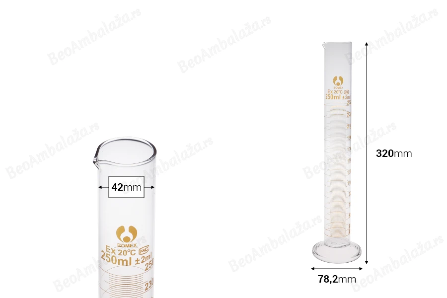 Staklena menzura 250mL-dimenzije_slike