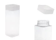 Plastična (PET) kockasta tegla za soli za kupanje 750mL, sa belim zatvaračem i zaptivkom na indukciono lepljenje