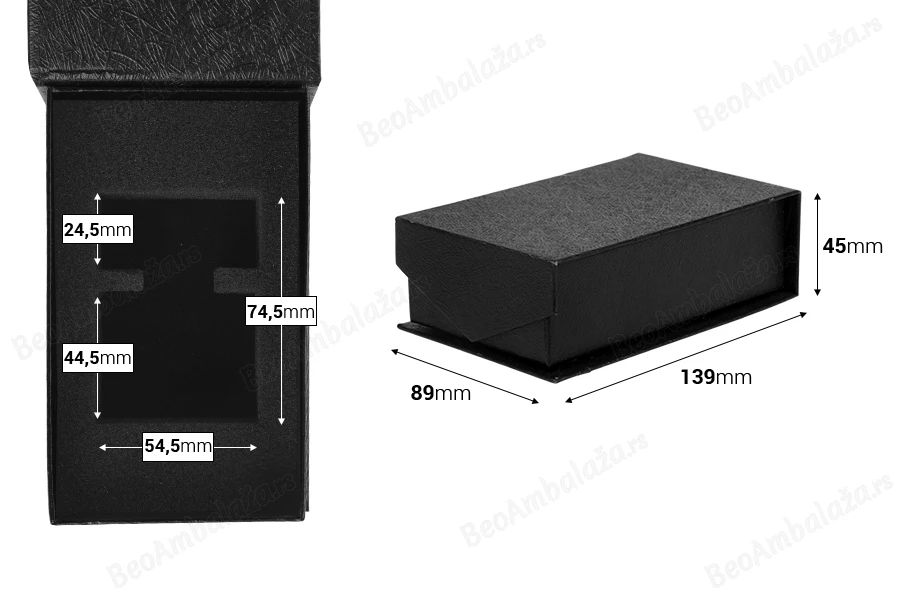 Luksuzna crna kutija 139x89x45mm sa magnetnim zatvaranjem (za bočicu od 30 ml pod šifrom 21-1139) - 10 kom-dimenzije_slike