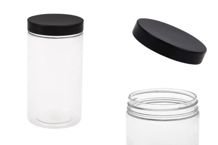Plastična PET kutija 350mL za soli za kupanje, sa crnim zatvaračem 65x120 mm-1