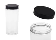 Plastična PET kutija 400mL za soli za kupanje, sa crnim zatvaračem 65x145 mm-slika_proizvoda