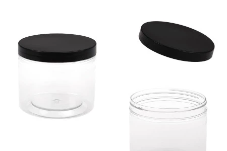 Plastična PET kutija 500mL za soli za kupanje, sa crnim zatvaračem 100x83 mm-1