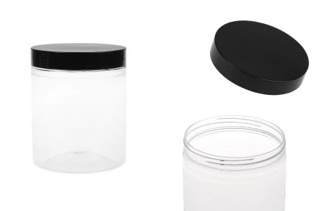Plastična PET kutija 750mL za soli za kupanje, sa crnim zatvaračem 100x120 mm-1