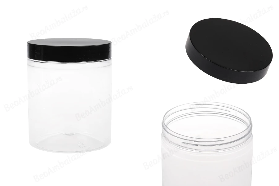 Plastična PET kutija 750mL za soli za kupanje, sa crnim zatvaračem 100x120 mm-slika_proizvoda