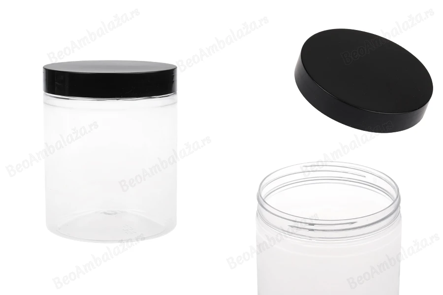 Plastična PET kutija 750mL za soli za kupanje, sa crnim zatvaračem 100x120 mm-slika_proizvoda