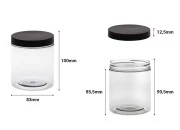 Plastična PET kutija 500mL za soli za kupanje, sa crnim zatvaračem 83x100 mm