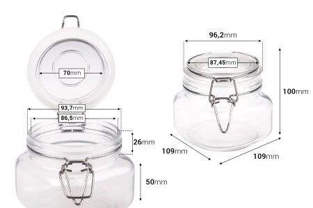 Staklena okrugla teglica 500mL sa staklenim poklopcem sa hermetičkim zatvaranjem (žicom i gumicom na poklopcu)-2